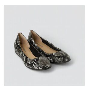Jon Josef Shoes Womens Size 5.5 Black White Snakeskin Ballet Flats Made Spain